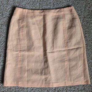 Vintage Skirt Womens Sz 8 Peach Orange Mini Linen Blend Lined Ruffle
